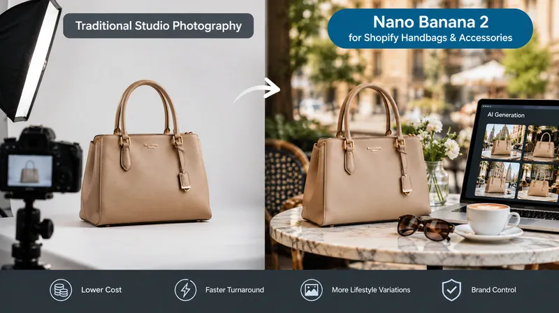 Photography vs. Nano Banana 2 for Shopify Handbags